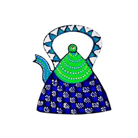 Handmade Folk Tea Kettle Wooden Fridge Magnet Decor